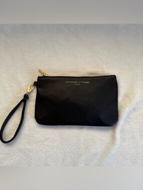 Adrienne Vittadini Studio Black Wristlet Clutch Tech Charging Organizer Pouch